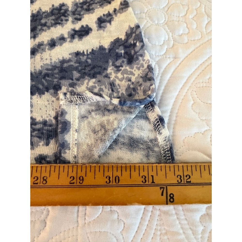 Belle by Kim Gravel Blue White Tie Dye Zebra Print V-Neck Tunic Top 3X - Picture 5 of 10